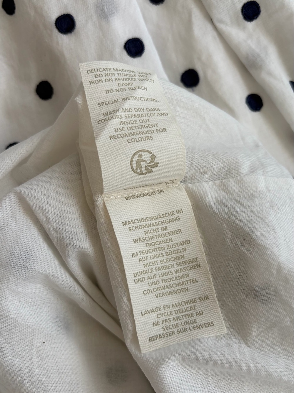 BODEN Kimberly Embroidered White with Navy Polka Dots Dress UK 10R / US 6R - Picture 10 of 13